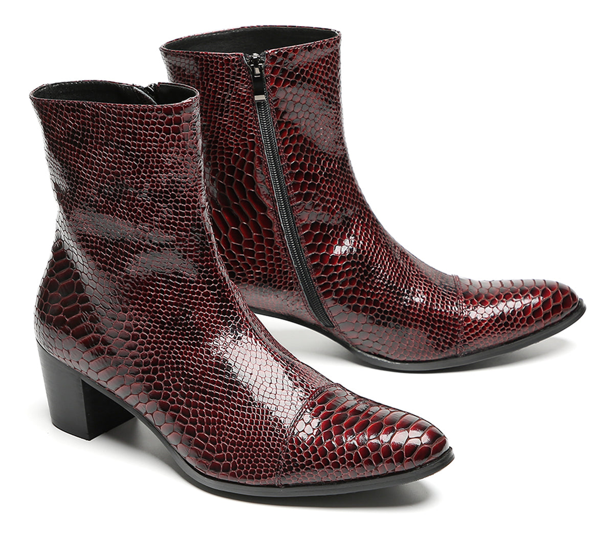 Mens Snakeskin Side Zipper Cowboy Western Boots