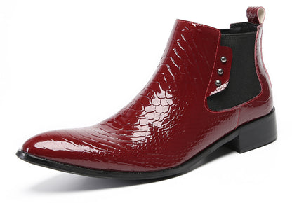 Mens Top-Grain Leather Slip-On Chelsea Boots