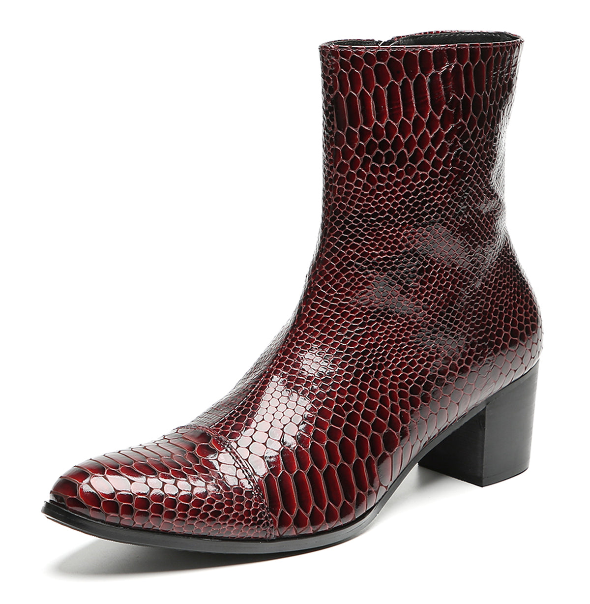 Mens Snakeskin Side Zipper Cowboy Western Boots
