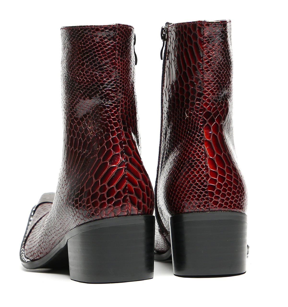 Mens Snakeskin Side Zipper Cowboy Western Boots
