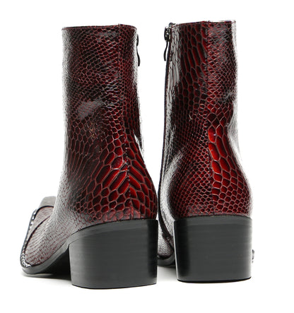 Mens Snakeskin Side Zipper Cowboy Western Boots
