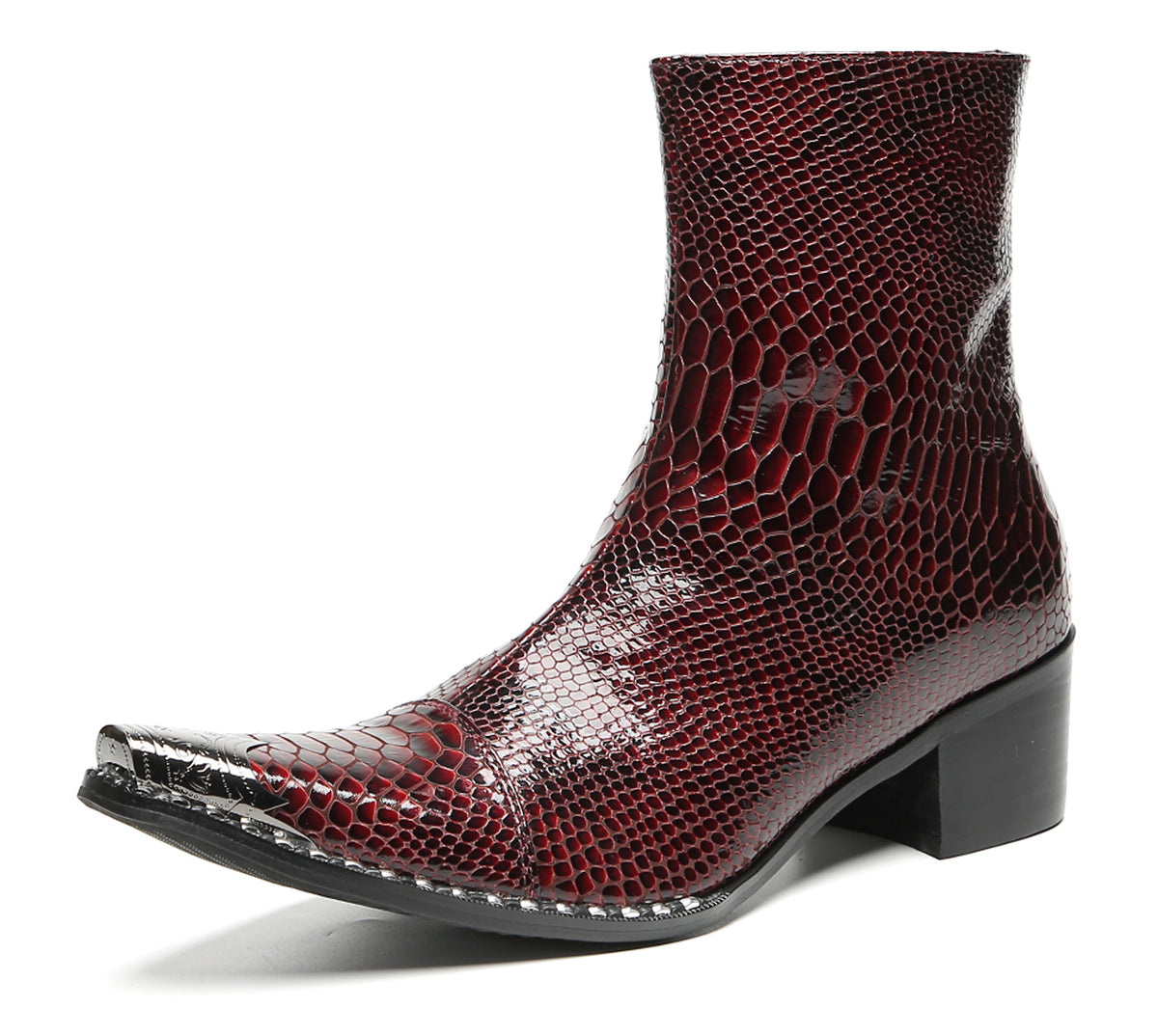 Mens Snakeskin Side Zipper Cowboy Western Boots