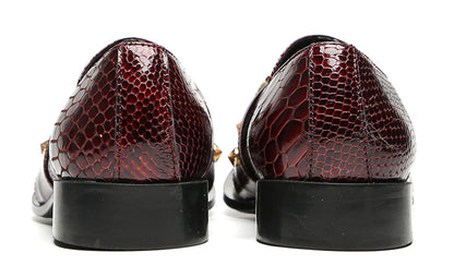 Mens Metal Pointed Lion Toe Gem Detail Western Loafers