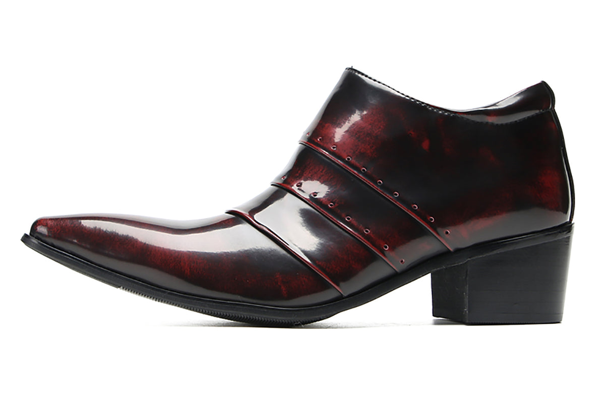 Mens Silp On Casual Dress Party Leather Pointed Toe Heel Pumps Loafers