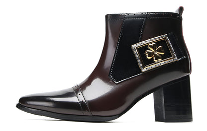 Mens Genunie Leather Casual Dress Zipper Heel Ankle Boots