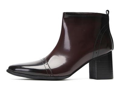 Mens Patent Leather Zipper On Side Mid Calf Heel Ankle Boots