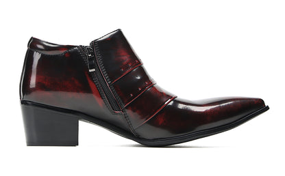 Mens Silp On Casual Dress Party Leather Pointed Toe Heel Pumps Loafers