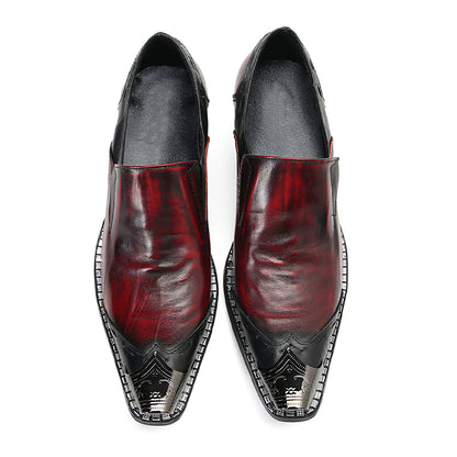 Mens Silp On Casual Dress Party Leather Metal Tip Toe Western Loafers