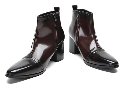 Mens Genunie Leather Casual Dress Zipper Heel Ankle Boots