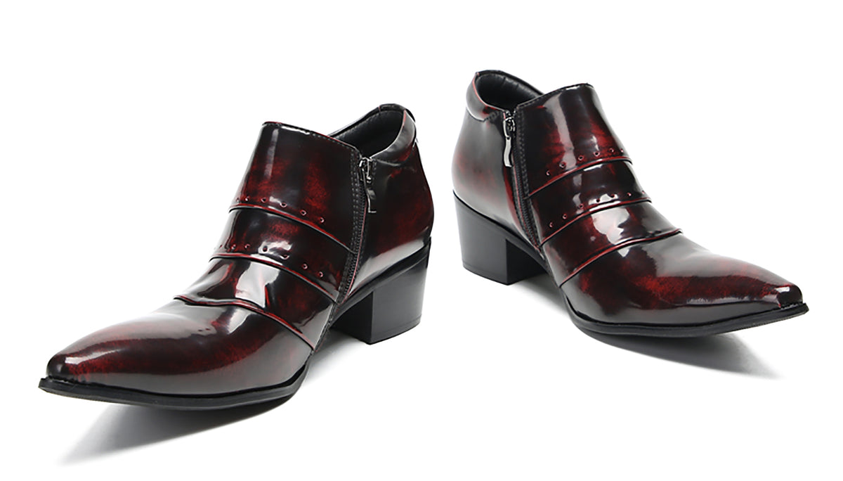 Mens Silp On Casual Dress Party Leather Pointed Toe Heel Pumps Loafers