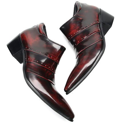 Mens Silp On Casual Dress Party Leather Pointed Toe Heel Pumps Loafers