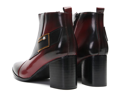 Mens Genunie Leather Heel Fashion Beaded Buckle Ankle Boots