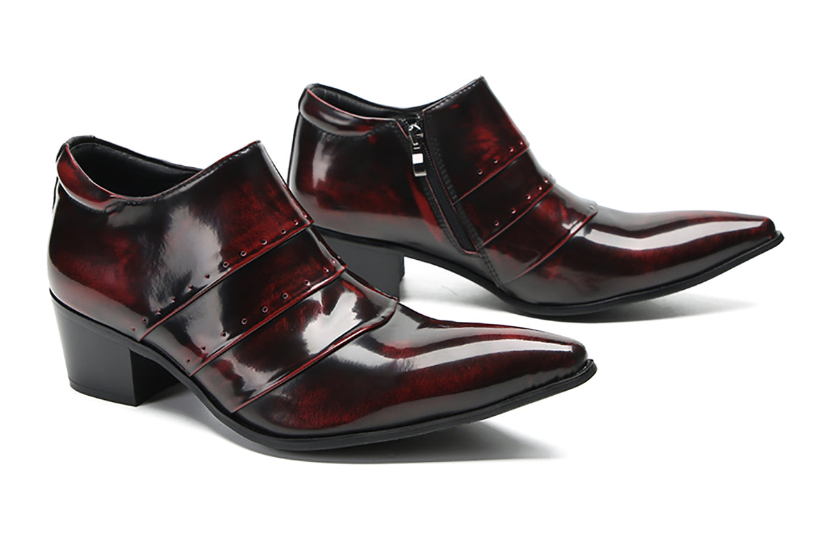 Mens Silp On Casual Dress Party Leather Pointed Toe Heel Pumps Loafers