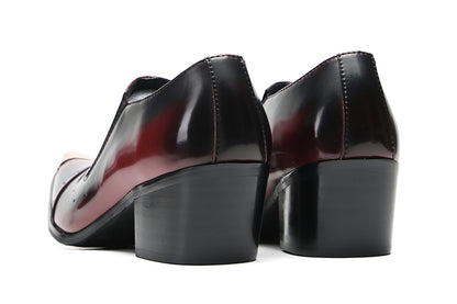 Mens Leather Metal Pointed Toe Heel Western Loafers