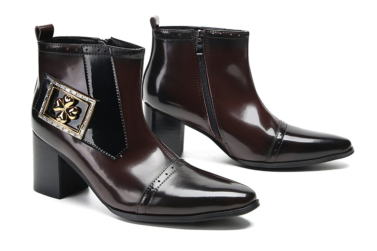 Mens Genunie Leather Casual Dress Zipper Heel Ankle Boots