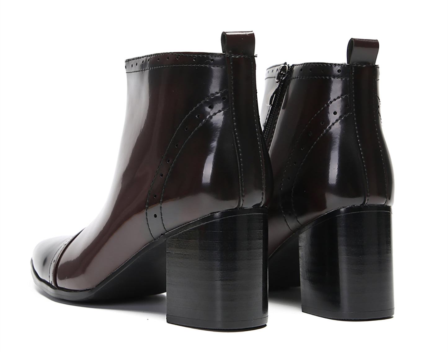 Mens Patent Leather Zipper On Side Mid Calf Heel Ankle Boots