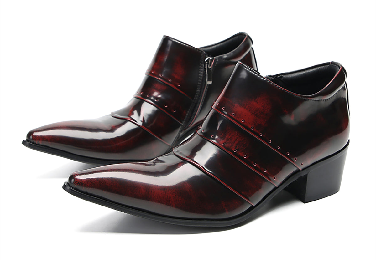 Mens Silp On Casual Dress Party Leather Pointed Toe Heel Pumps Loafers