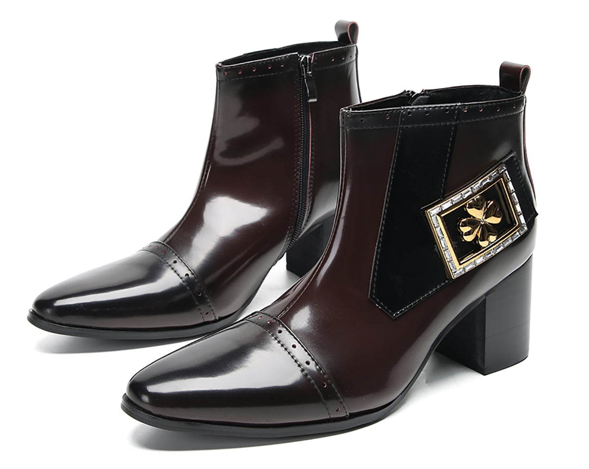 Mens Genunie Leather Casual Dress Zipper Heel Ankle Boots
