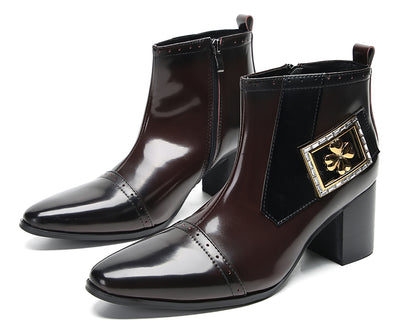 Mens Genunie Leather Casual Dress Zipper Heel Ankle Boots