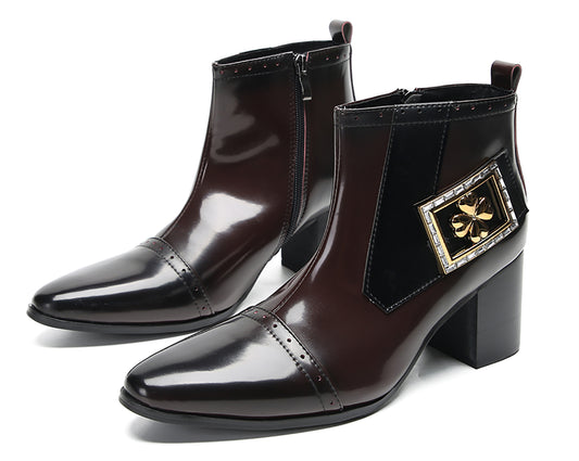 Mens Genunie Leather Casual Dress Zipper Heel Ankle Boots