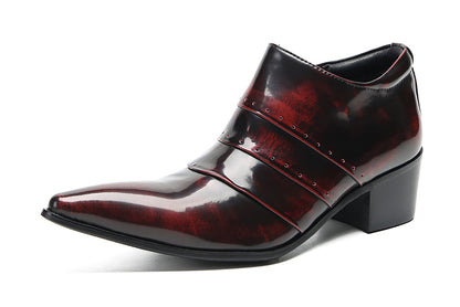 Mens Silp On Casual Dress Party Leather Pointed Toe Heel Pumps Loafers