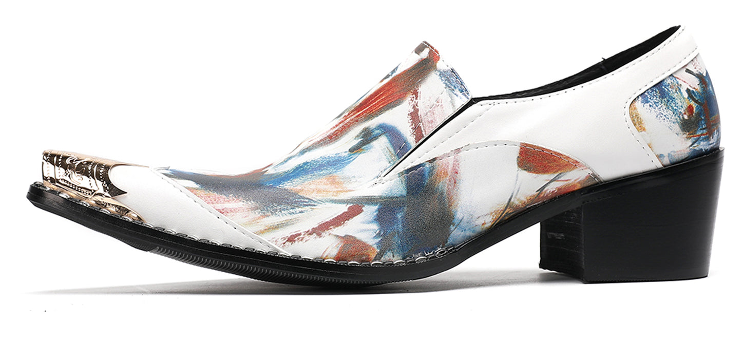 Mens Colorful Art Print Unique Artistic Design Western Loafers