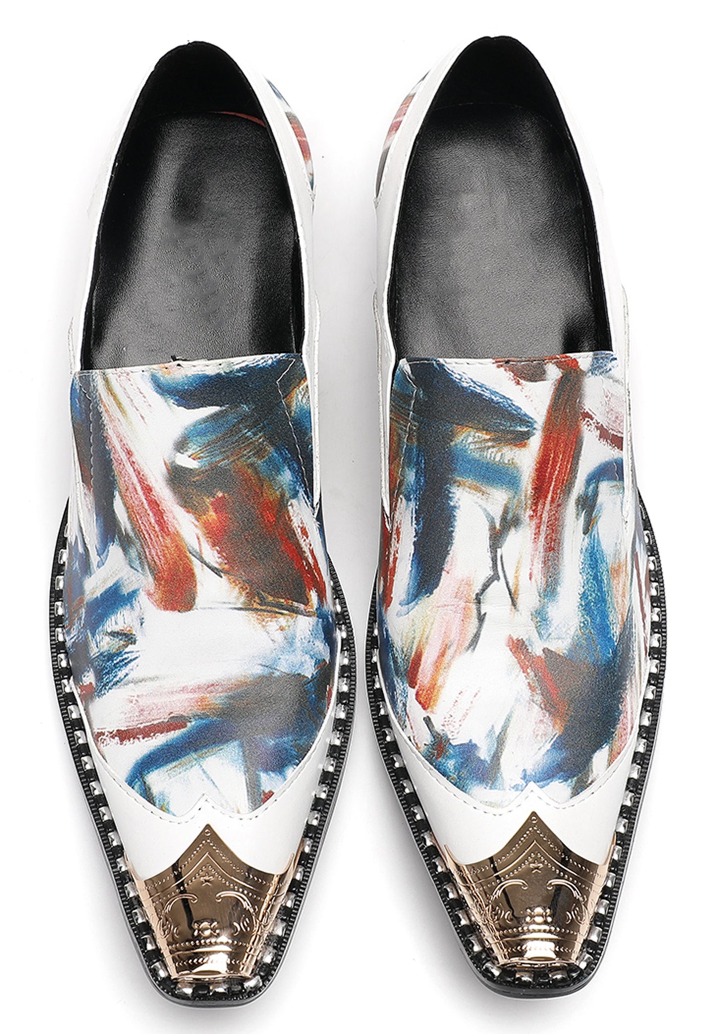 Mens Colorful Art Print Unique Artistic Design Western Loafers