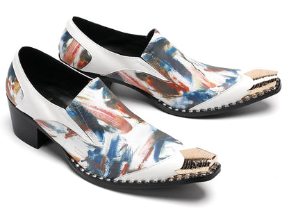 Mens Colorful Art Print Unique Artistic Design Western Loafers