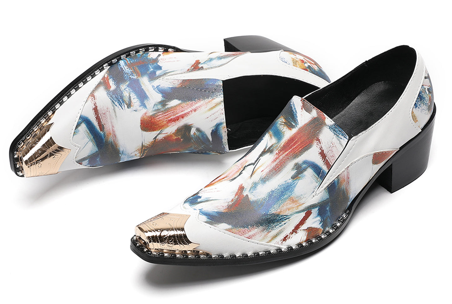 Mens Colorful Art Print Unique Artistic Design Western Loafers