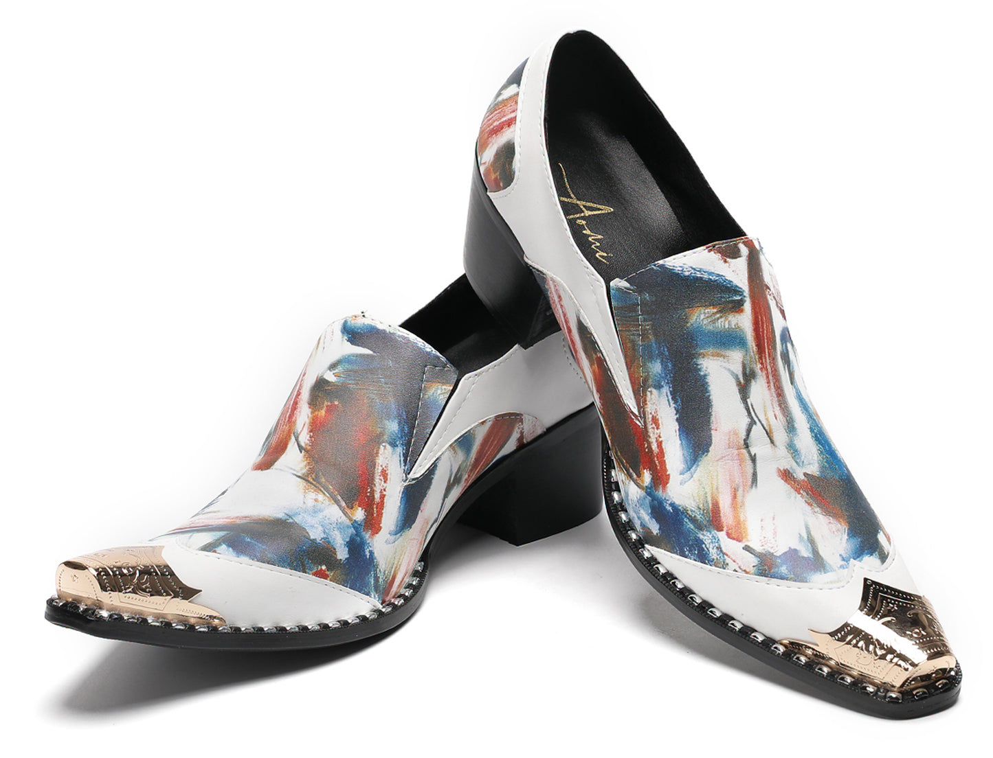 Mens Colorful Art Print Unique Artistic Design Western Loafers
