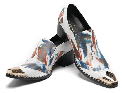 Mens Colorful Art Print Unique Artistic Design Western Loafers