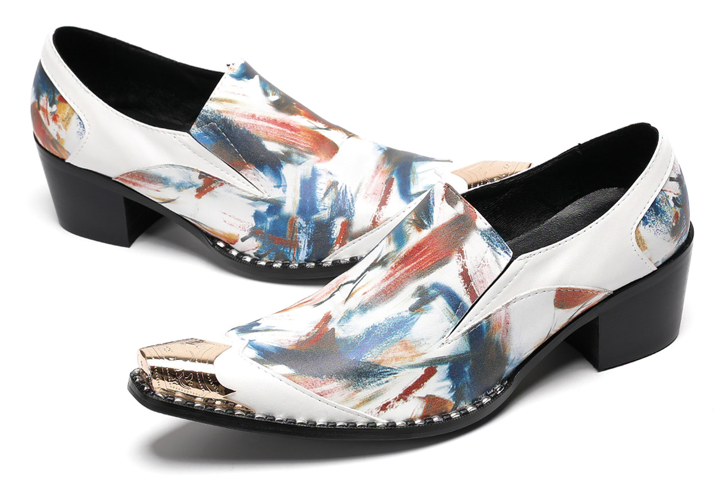 Mens Colorful Art Print Unique Artistic Design Western Loafers
