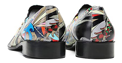 Mens Genunie Leather Party Dress Casua Metal Tip Toe Graffiti Western Loafers