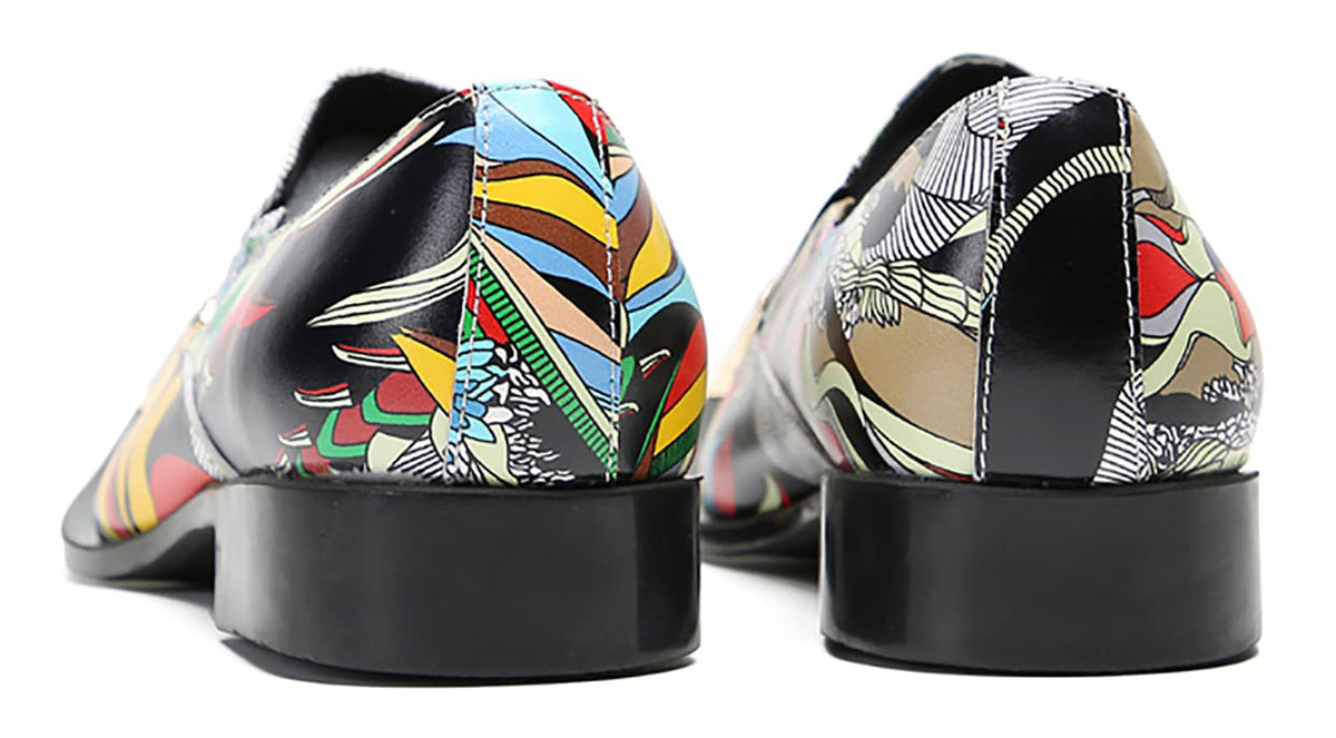 Mens Genunie Leather Party Dress Casua Metal Tip Toe Graffiti Western Loafers