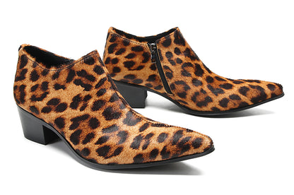 Mens Silp On Casual Dress Party Suede Pointed Toe Heel Pumps Loafers
