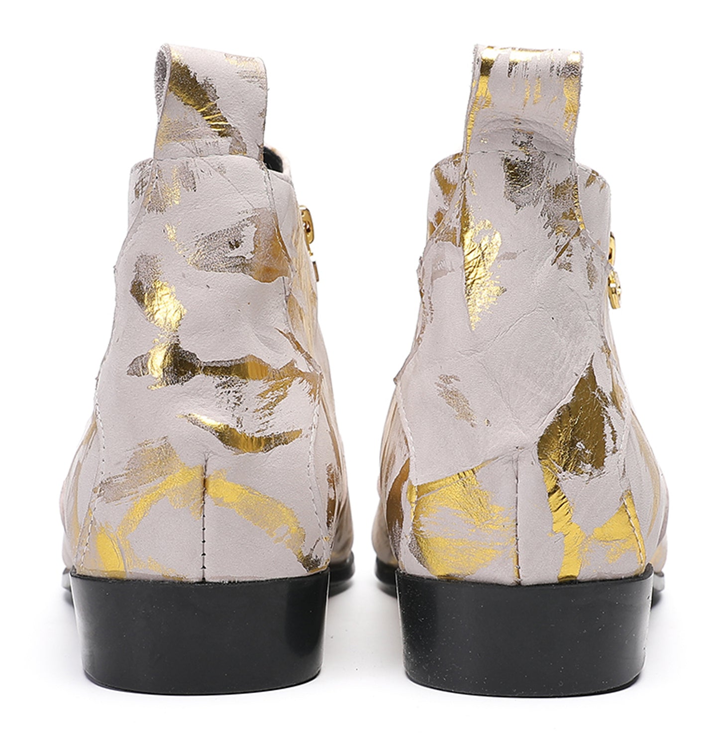 Mens Glossy Patent Leather Double Zipper Ankle Western Boots