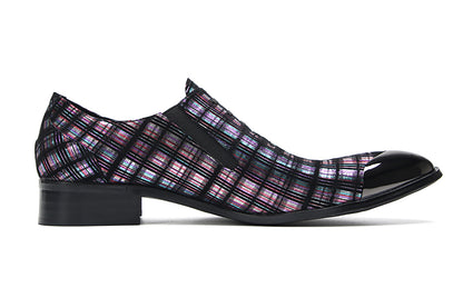 Mens Genunie Leather Metal Tip Toe Stripes Slip On Lace Up Loafers