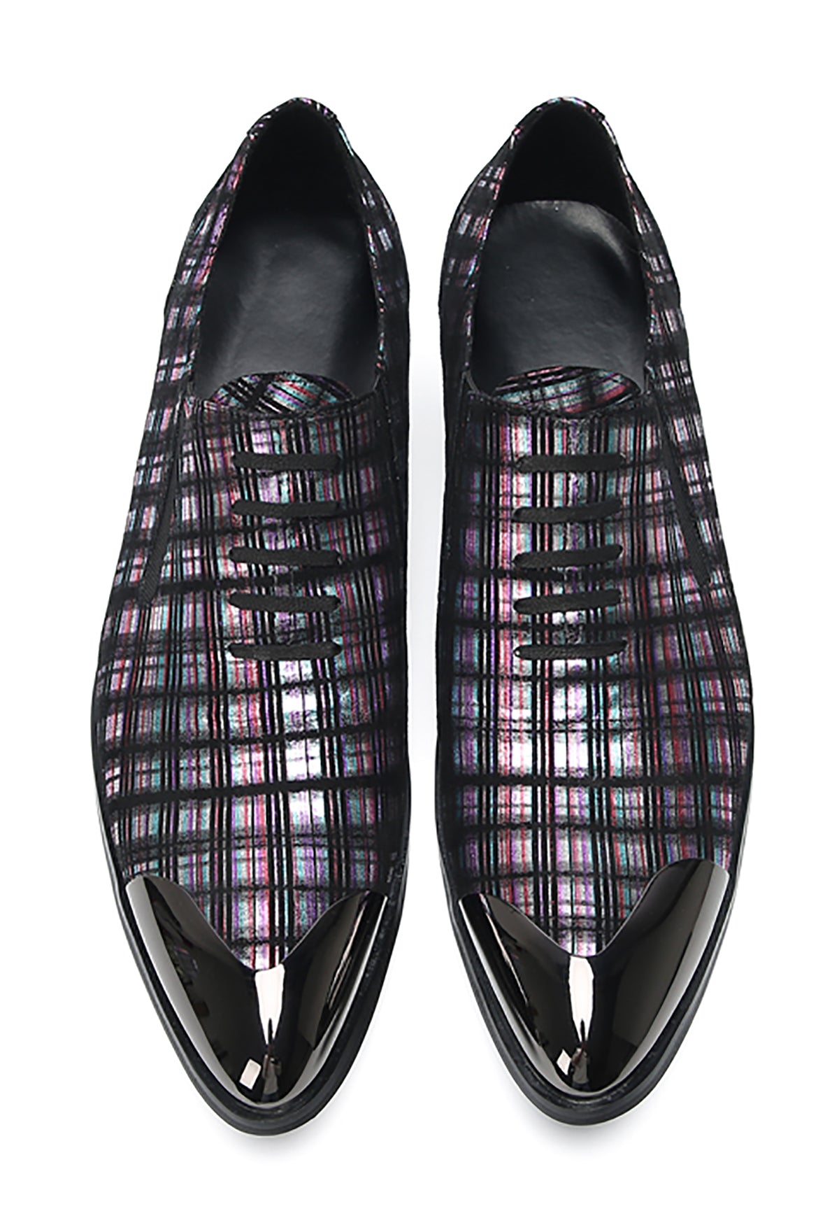 Mens Genunie Leather Metal Tip Toe Stripes Slip On Lace Up Loafers