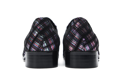 Mens Genunie Leather Metal Tip Toe Stripes Slip On Lace Up Loafers