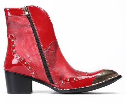 Mens Genuine Leather Casual Dress Size Zipper Cowboy Boots
