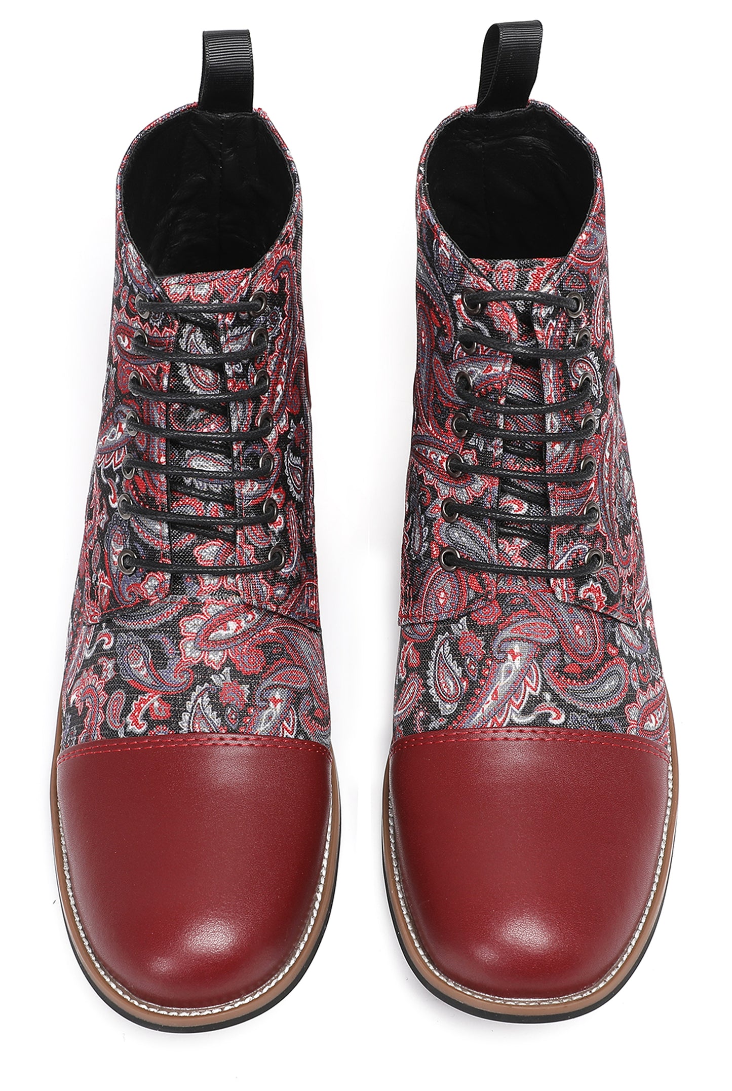Mens Genuine Leather Embroidery Square Toe Oxfords Boots