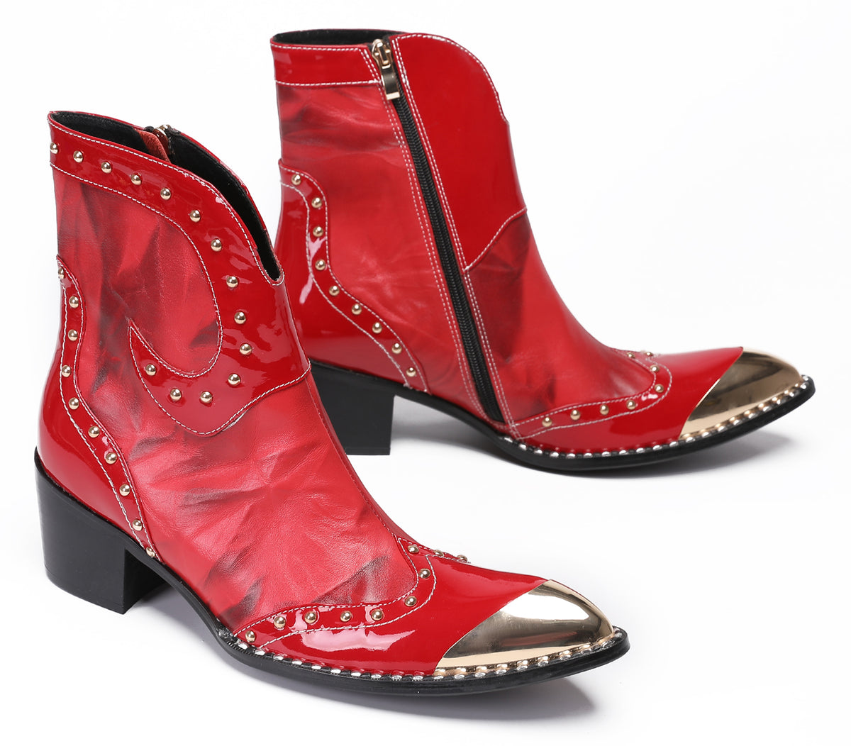 Mens Genuine Leather Casual Dress Size Zipper Cowboy Boots