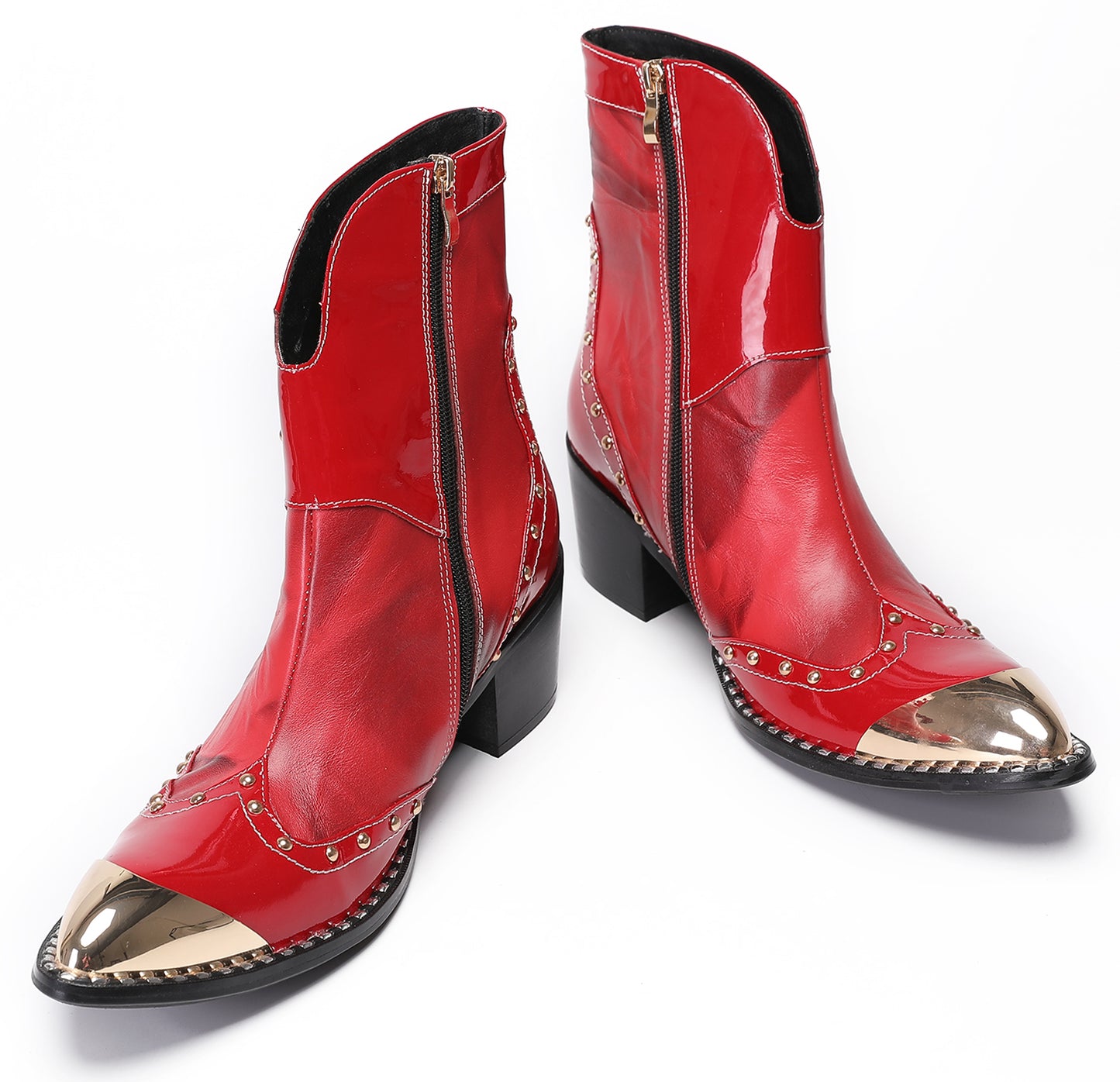 Mens Genuine Leather Casual Dress Size Zipper Cowboy Boots