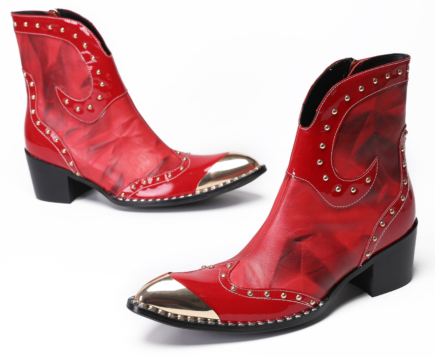Mens Genuine Leather Casual Dress Size Zipper Cowboy Boots