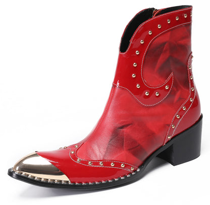 Mens Genuine Leather Casual Dress Size Zipper Cowboy Boots