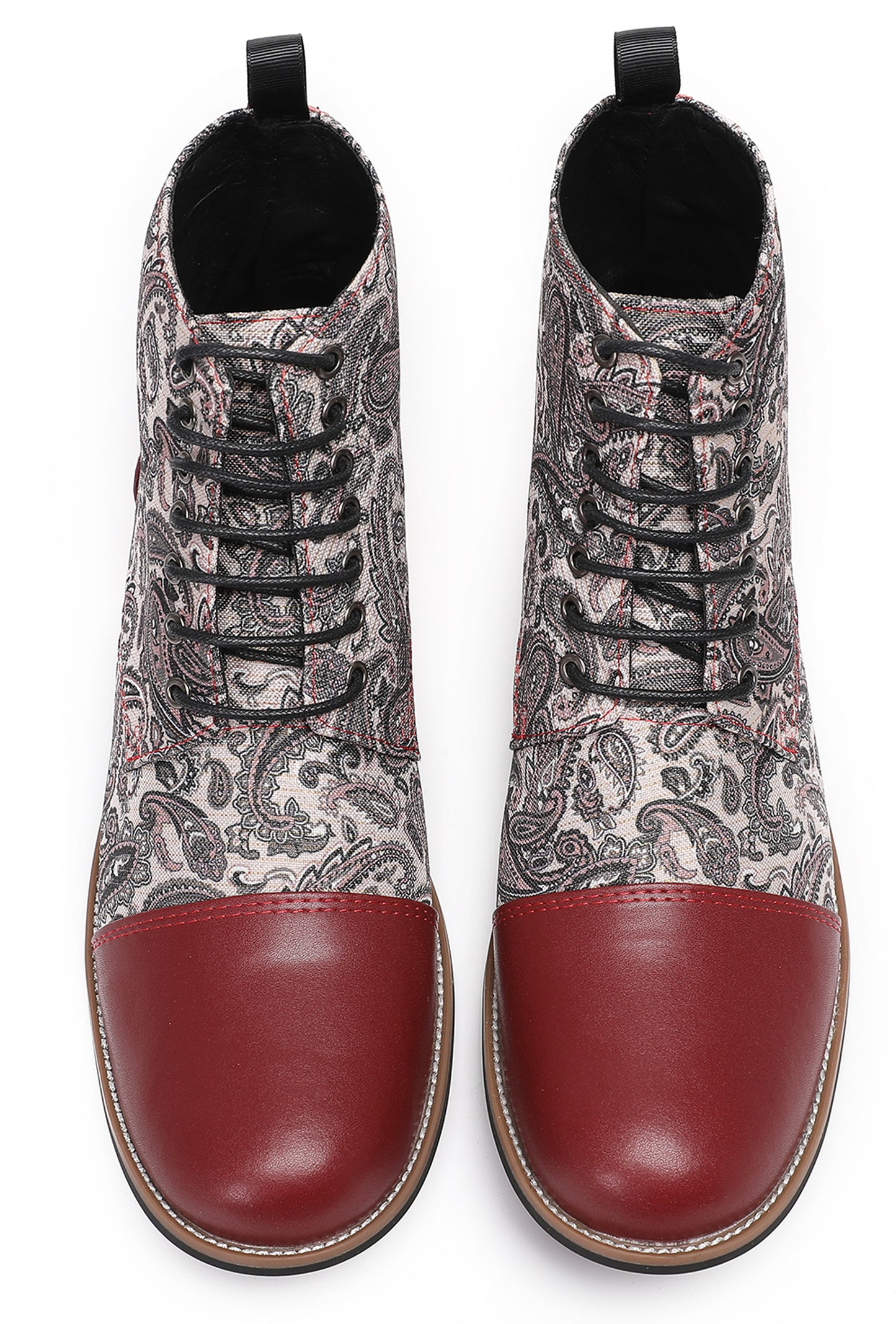 Mens Genuine Leather Embroidery Square Toe Oxfords Boots