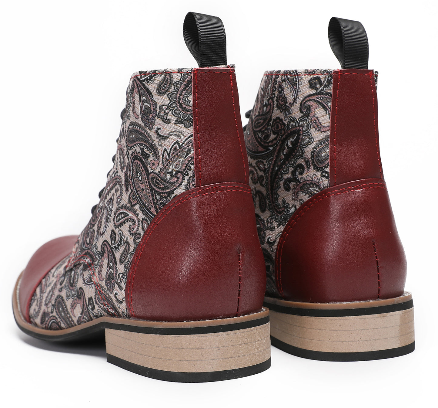 Mens Genuine Leather Embroidery Square Toe Oxfords Boots