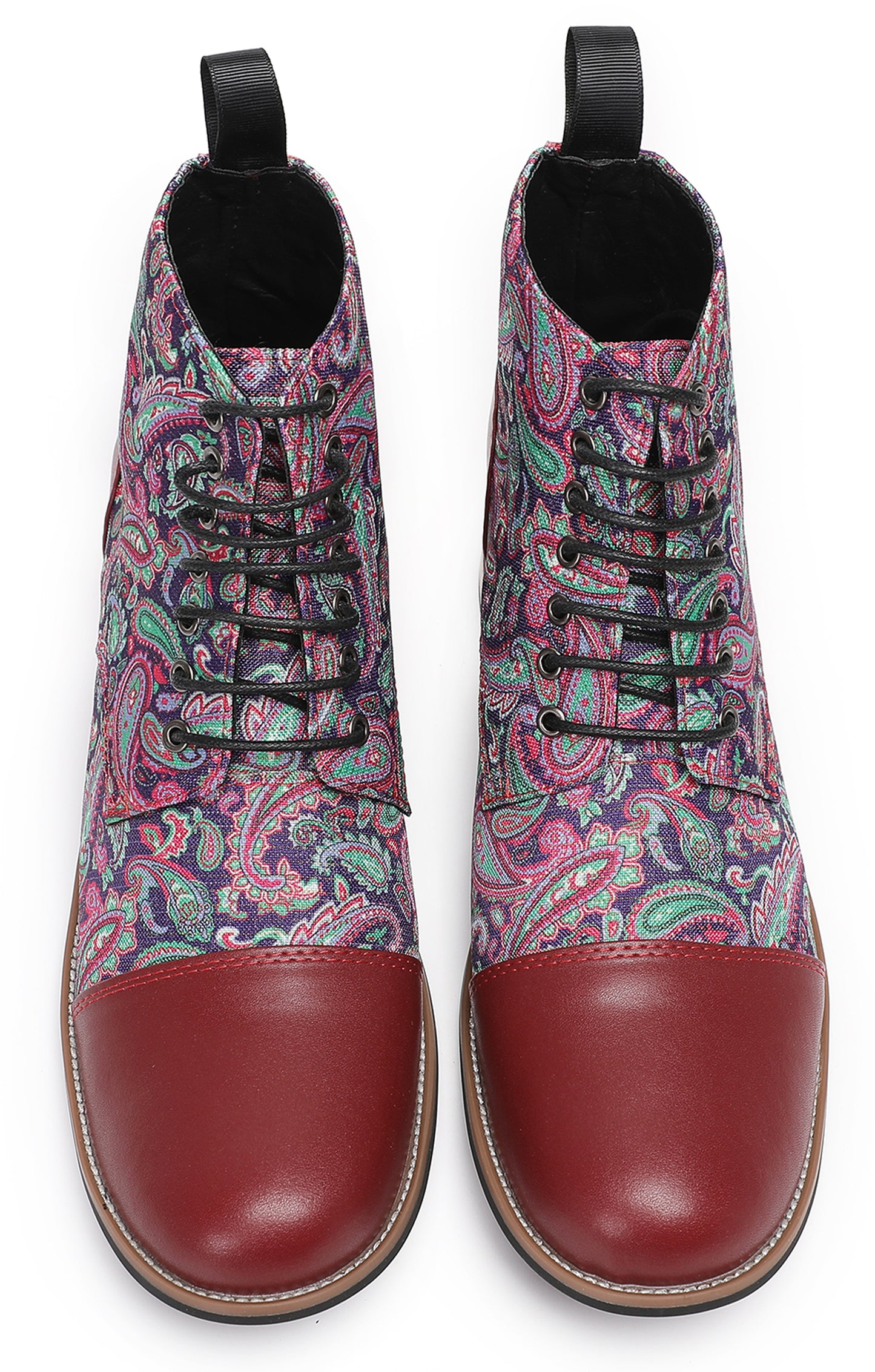 Mens Genuine Leather Embroidery Square Toe Oxfords Boots