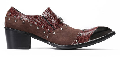 Mens Metal Pointed Toe Beads Sequin Western Loafers