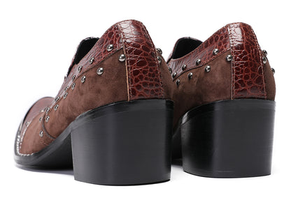 Mens Metal Pointed Toe Beads Sequin Western Loafers